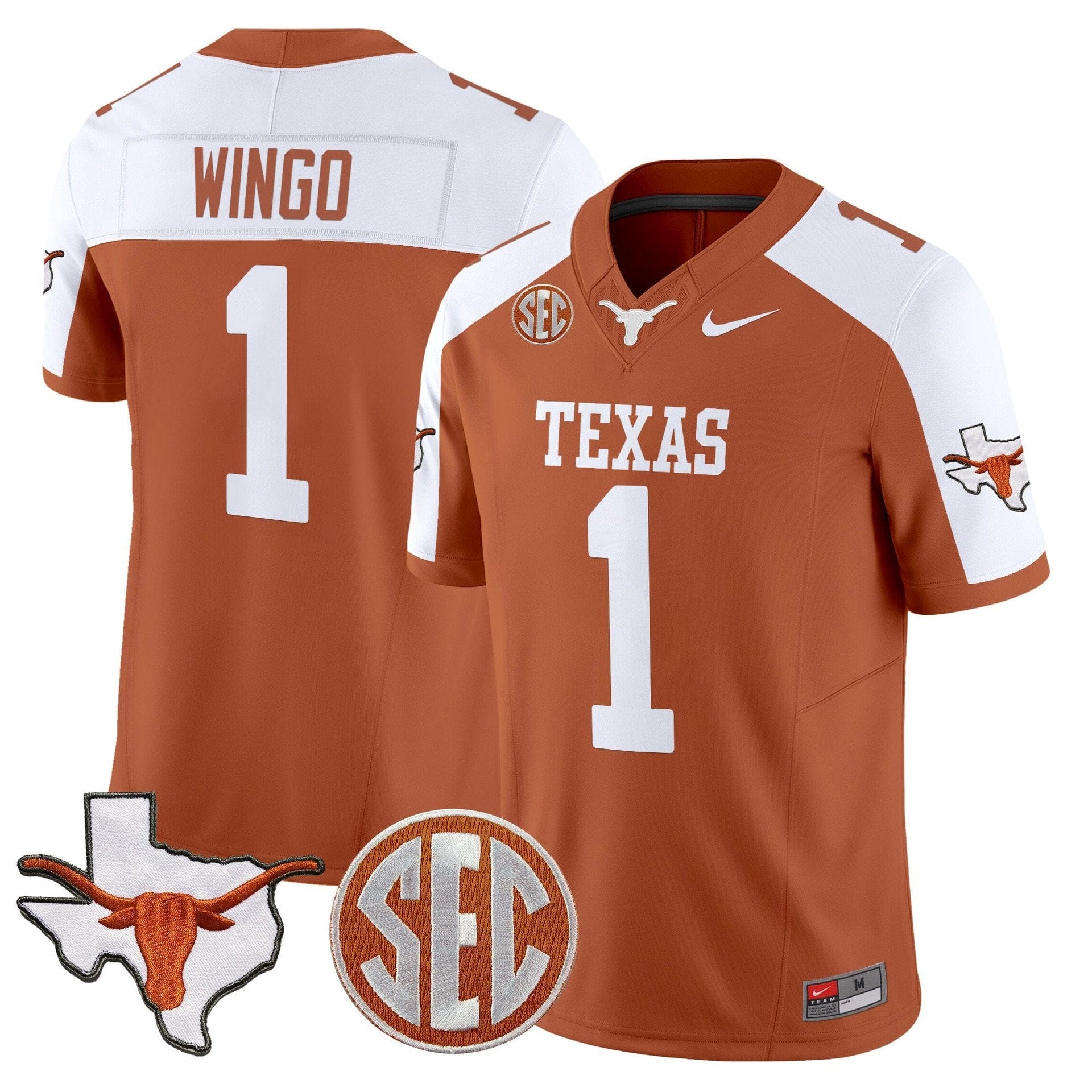 Ryan Wingo Jersey #1 Texas Longhorns 2025 State Map SEC Patch - Image 4
