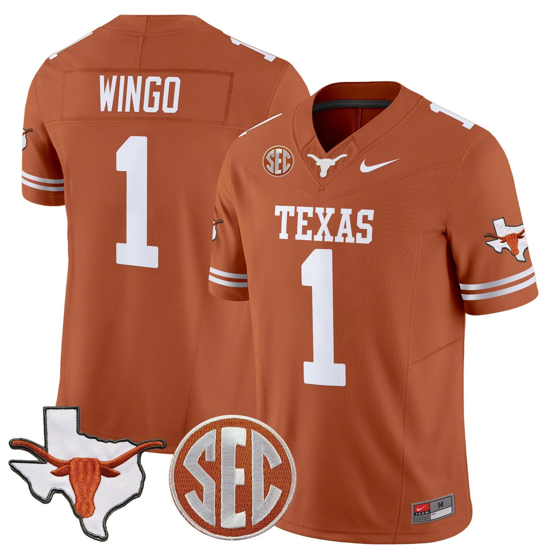 Ryan Wingo Jersey #1 Texas Longhorns 2025 State Map SEC Patch - Image 5