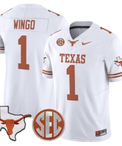 Alternative view of Ryan Wingo Jersey #1 Texas Longhorns 2025 State Map SEC Patch