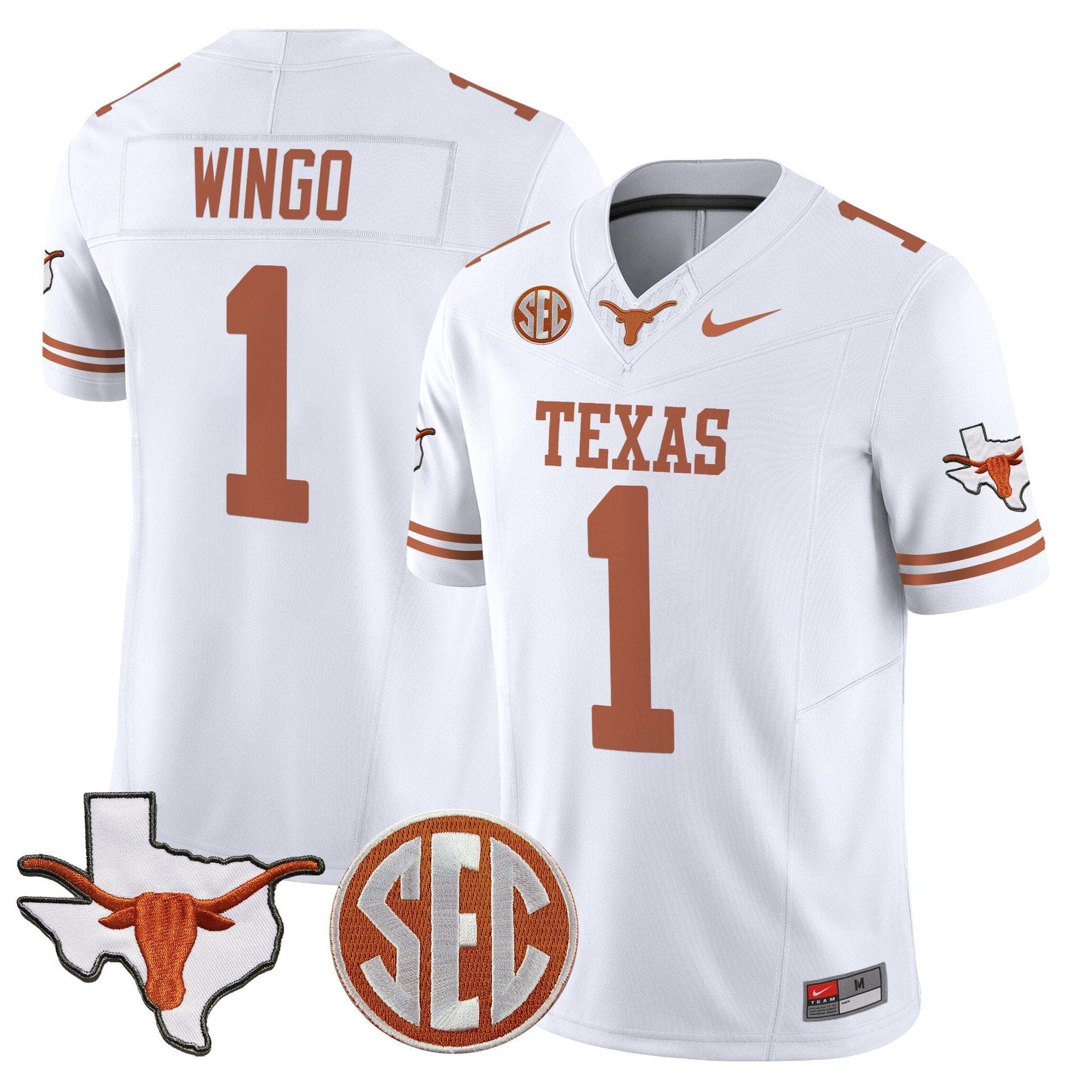 Ryan Wingo Jersey #1 Texas Longhorns 2025 State Map SEC Patch - Image 2