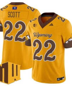 Sam Scott Jersey 22 Wyoming Cowboys 2025 Vapor Limited Stitched Gold Limited