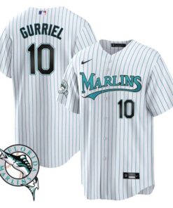 Yuli Gurriel Jersey #10 Miami Marlins Throwback Cool Base All Stitched