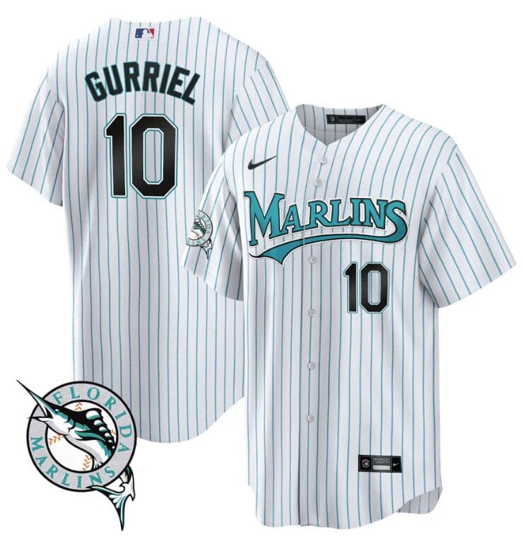 Yuli Gurriel Jersey #10 Miami Marlins Throwback Cool Base All Stitched 1 Yuli Gurriel Jersey #10 Miami Marlins Throwback Cool Base All Stitched