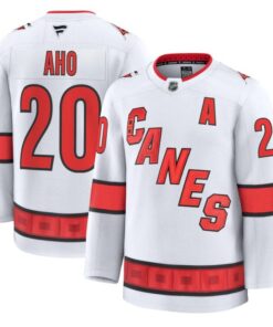 Sebastian Aho Jersey 20 Carolina Hurricanes 2025 26 Premium Stitched White