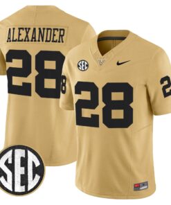 Sedrick Alexander Jersey 28 Vanderbilt Commodores 2025 Limited Stitched Gold