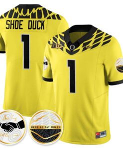 Shoe Duck Jersey 1 Oregon Ducks 2025 Shoe Duck Stitched Yellow