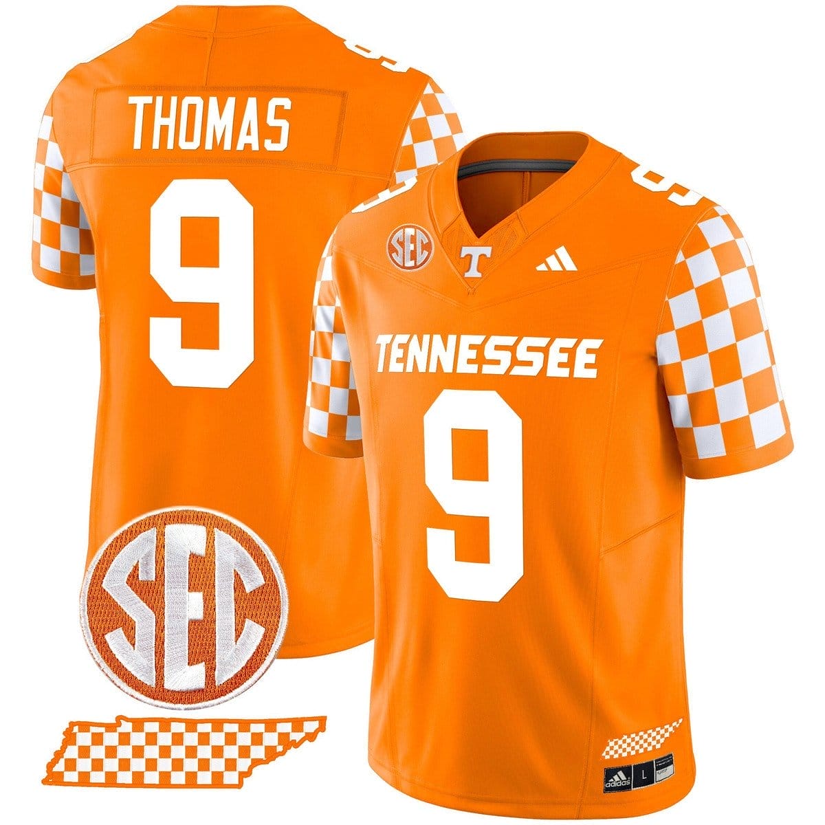 Star Thomas Jersey #9 Tennessee Vols Rebrand 2026 Checkerboard Stitched - Image 5