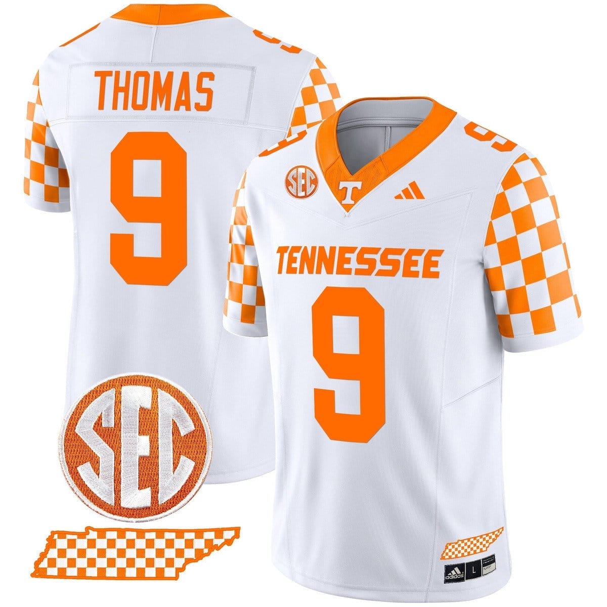 Star Thomas Jersey #9 Tennessee Vols Rebrand 2026 Checkerboard Stitched - Image 2