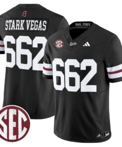 Stark Vegas Jersey #662 Mississippi State Bulldogs Dark Mode Stitched