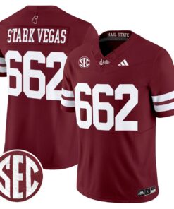 Stark Vegas Jersey 662 Mississippi State Bulldogs Dark Mode Stitched Maroon