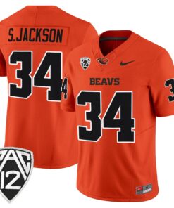 Steven Jackson Jersey 34 Oregon State Beavers 2025 Limited Stitched Orange