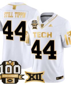 Still Tippin Jersey 44 Texas Tech 2025 100th Anniversary Stitched White Gold