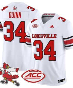 Alternative view of TJ Quinn Jersey #34 Louisville Cardinals 1980s Throwback Stitched