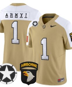 Team Jersey 1 Army Black Knights 2025 Screaming Eagles Stitched Tan Alter