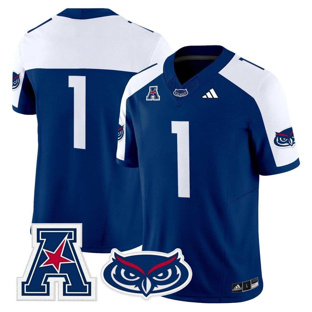 Team Jersey #1 Florida Atlantic Owls 2025 All Stitched - Image 3