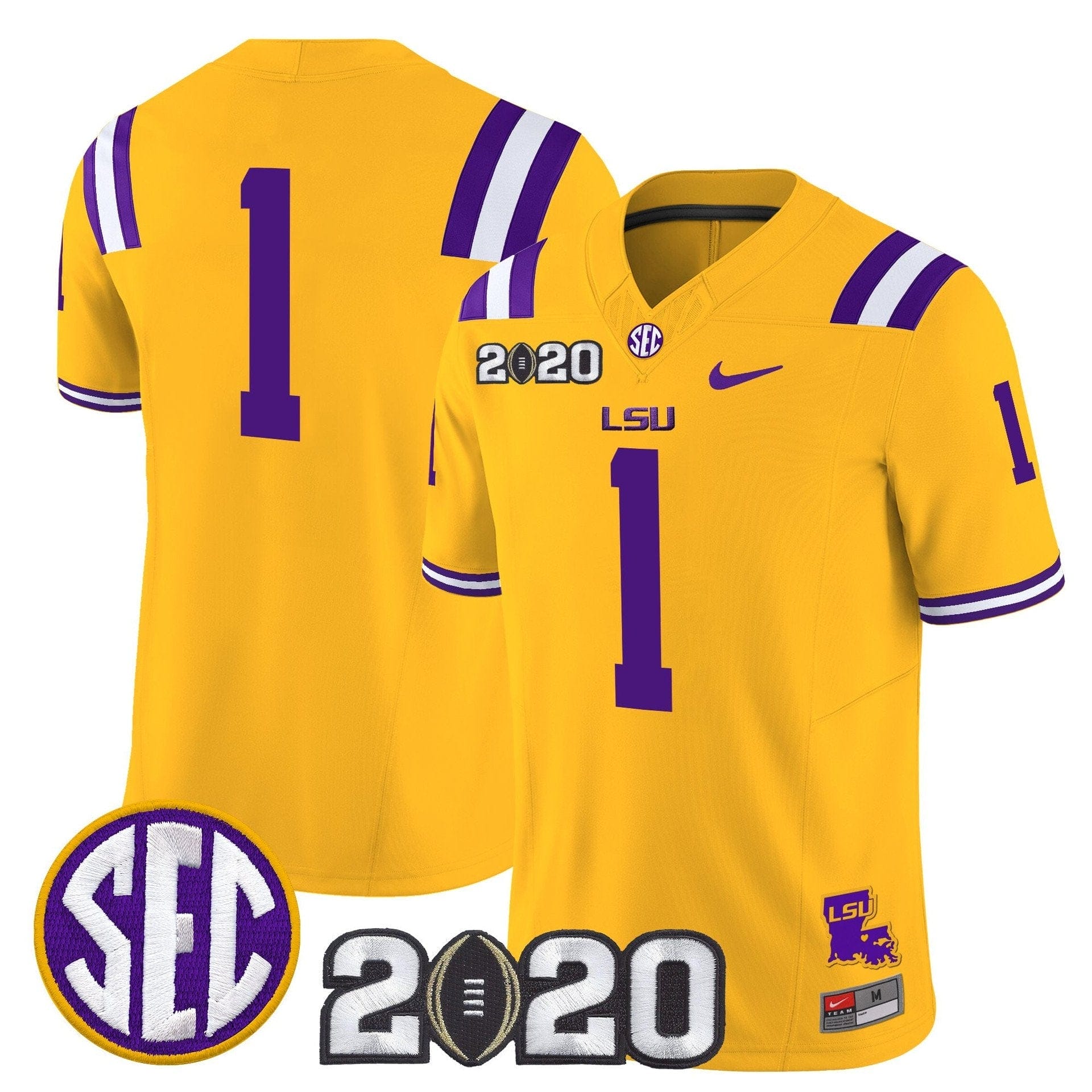Team Jersey #1 LSU Tigers 2020 National Champions Limited Stitched 3 Team Jersey #1 LSU Tigers 2020 National Champions Limited Stitched - Image 3