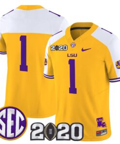 Alternative view of Team Jersey #1 LSU Tigers 2020 National Champions Limited Stitched