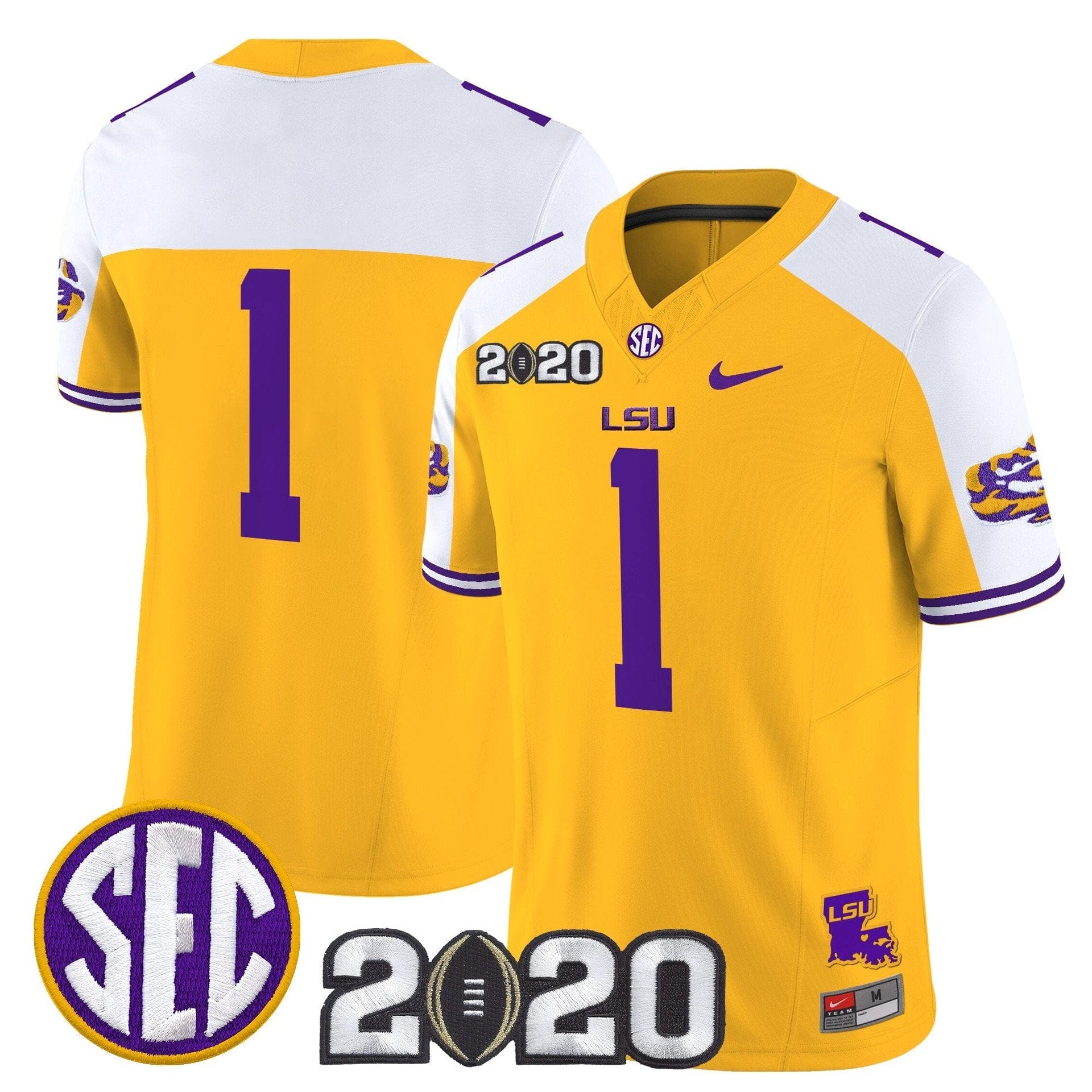 Team Jersey #1 LSU Tigers 2020 National Champions Limited Stitched 2 Team Jersey #1 LSU Tigers 2020 National Champions Limited Stitched - Image 2