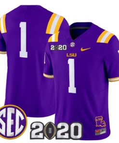 Team Jersey #1 LSU Tigers 2020 National Champions Limited Stitched 9 Team Jersey 1 LSU Tigers 2020 National Champions Limited Stitched Purple