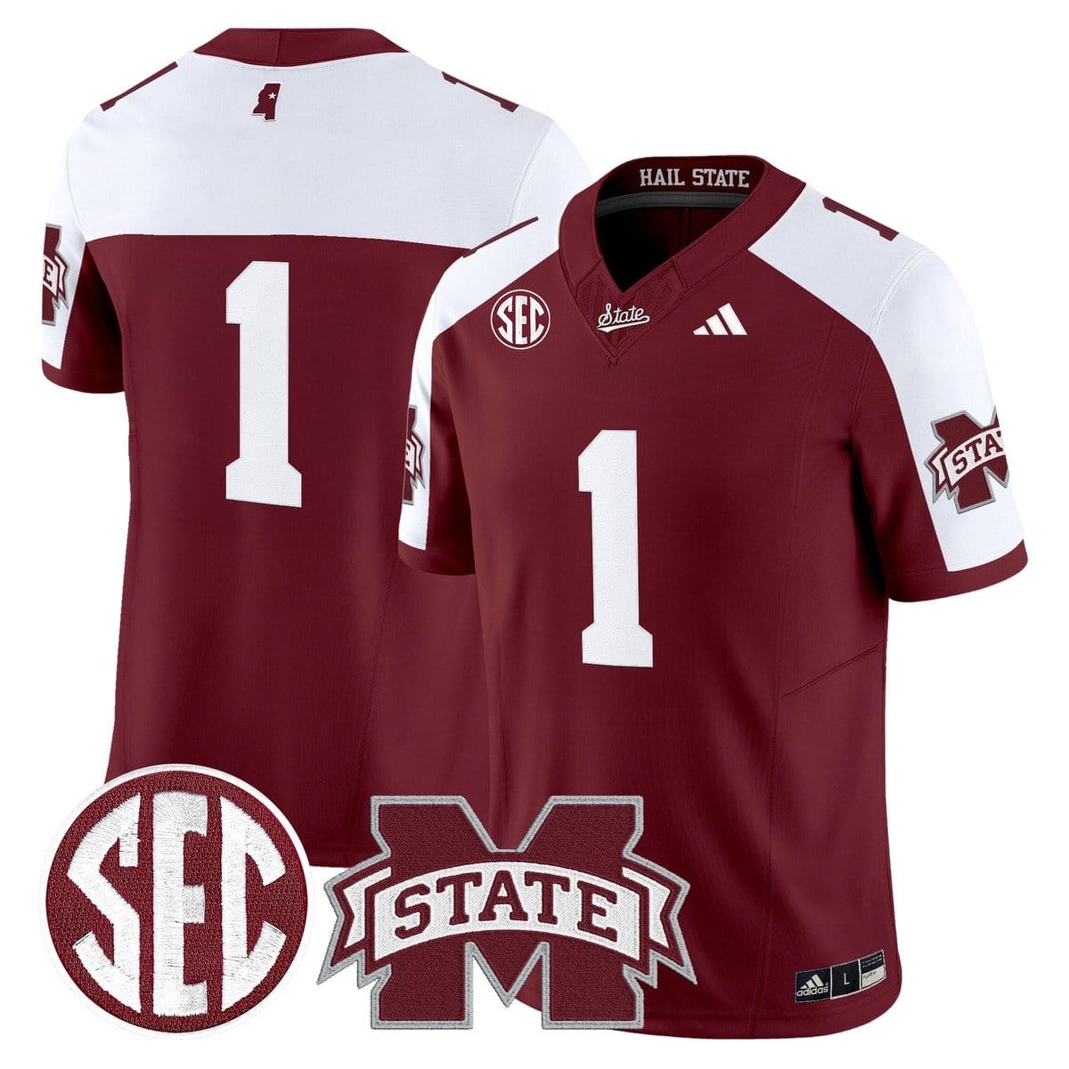 Team Jersey #1 Mississippi State Bulldogs Dark Mode Stitched 4 Team Jersey #1 Mississippi State Bulldogs Dark Mode Stitched - Image 4