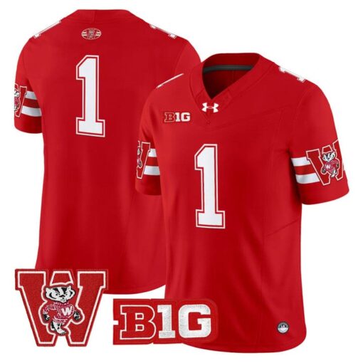 Team Jersey #1 Wisconsin Badgers Throwback Stitched - Image 5