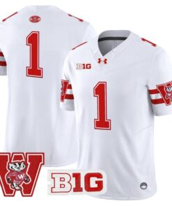 Alternative view of Team Jersey #1 Wisconsin Badgers Throwback Stitched