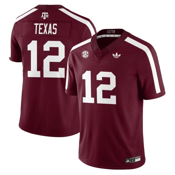 Texas Jersey #12 Texas A&M Aggies 1975 Throwback Stitched - Image 2