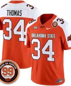 Thurman Thomas Jersey 34 Oklahoma State Cowboys 2025 Leslie O neal Orange Alter