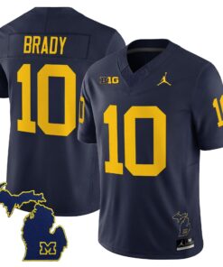 Tom Brady Jersey 10 Michigan Wolverines 2025 Limited V2 Stitched Navy