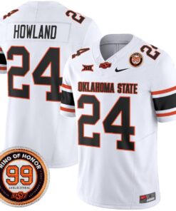 Alternative view of Trent Howland Jersey #24 Oklahoma State Cowboys 2025 Leslie O'neal Patch