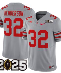 Treveyon Henderson Jersey 32 Ohio State Heritage Stripe 2025 CFP Final Gray