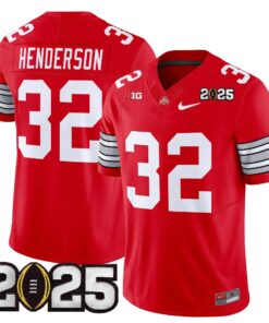 Treveyon Henderson Jersey 32 Ohio State Heritage Stripe 2025 CFP Final Red