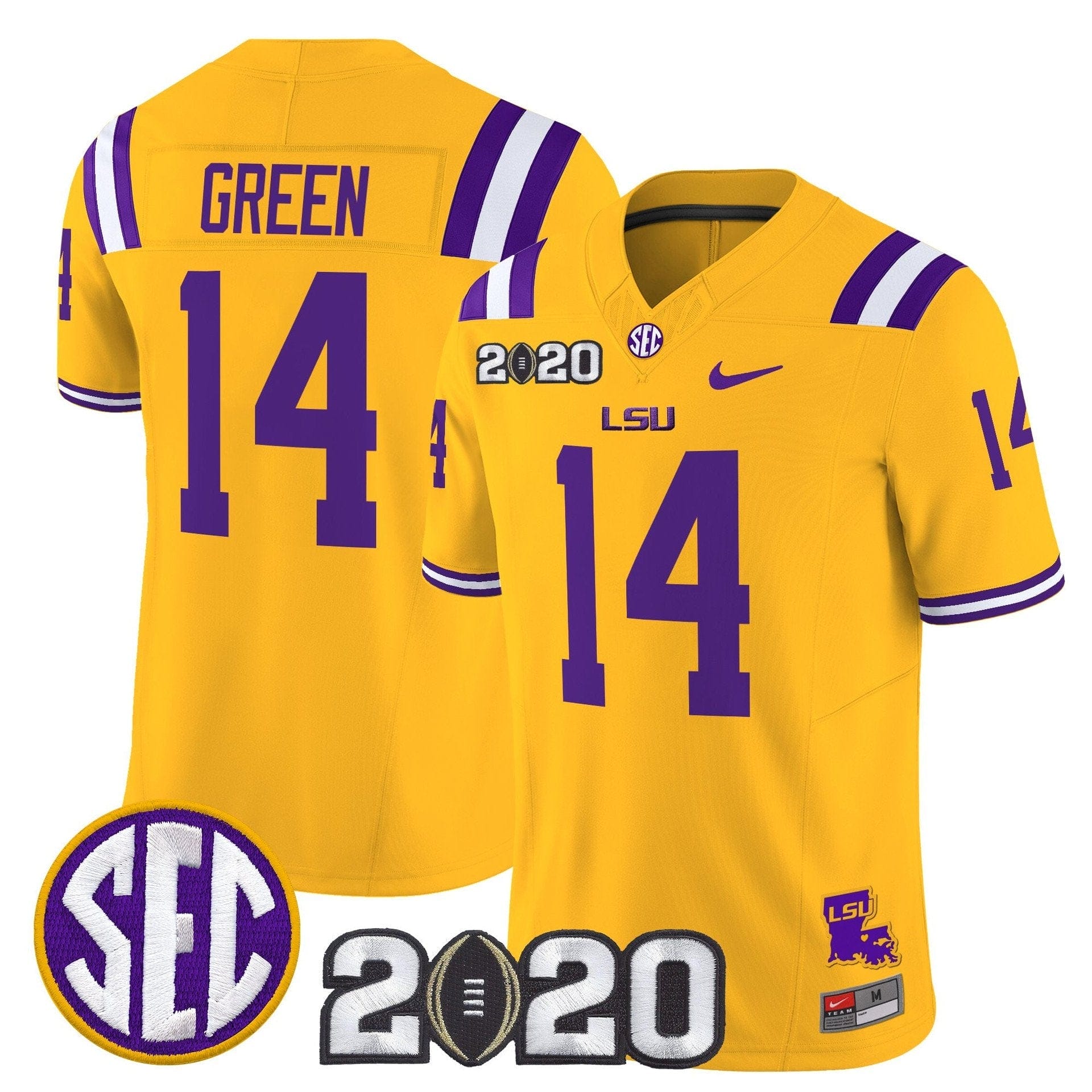 Trey'Dez Green Jersey #14 LSU Tigers 2020 National Champions Stitched 3 Trey'Dez Green Jersey #14 LSU Tigers 2020 National Champions Stitched - Image 3