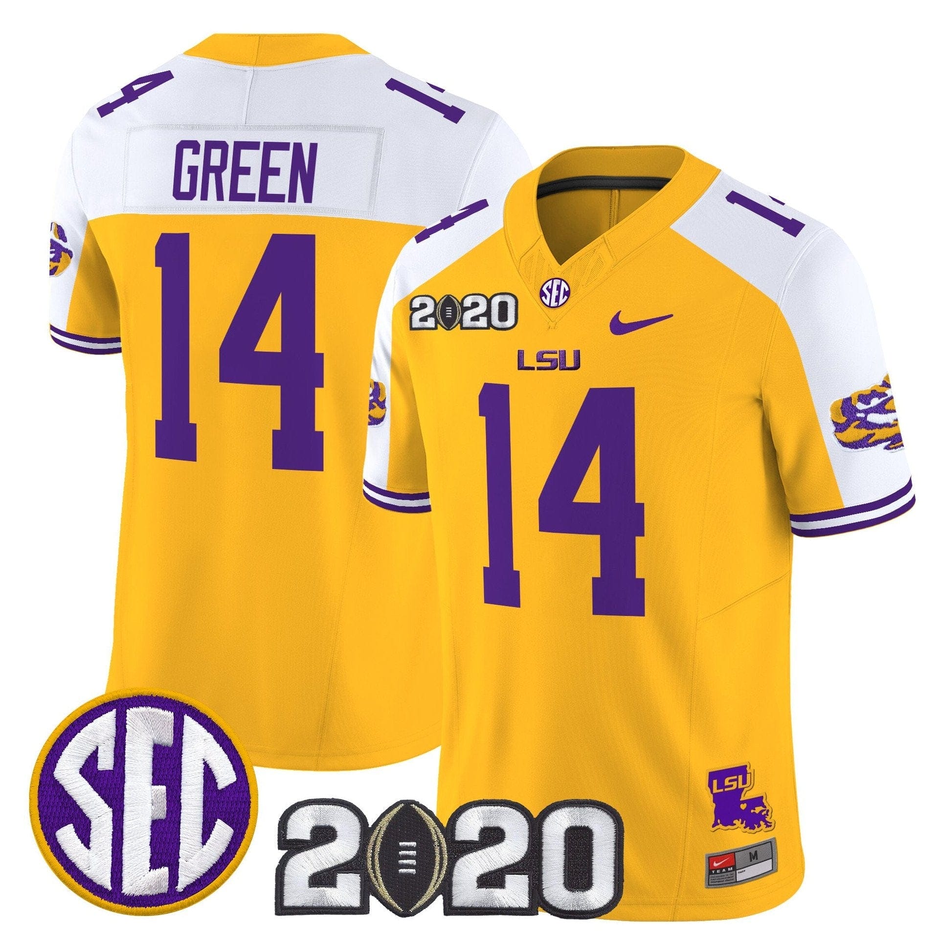 Trey'Dez Green Jersey #14 LSU Tigers 2020 National Champions Stitched 2 Trey'Dez Green Jersey #14 LSU Tigers 2020 National Champions Stitched - Image 2
