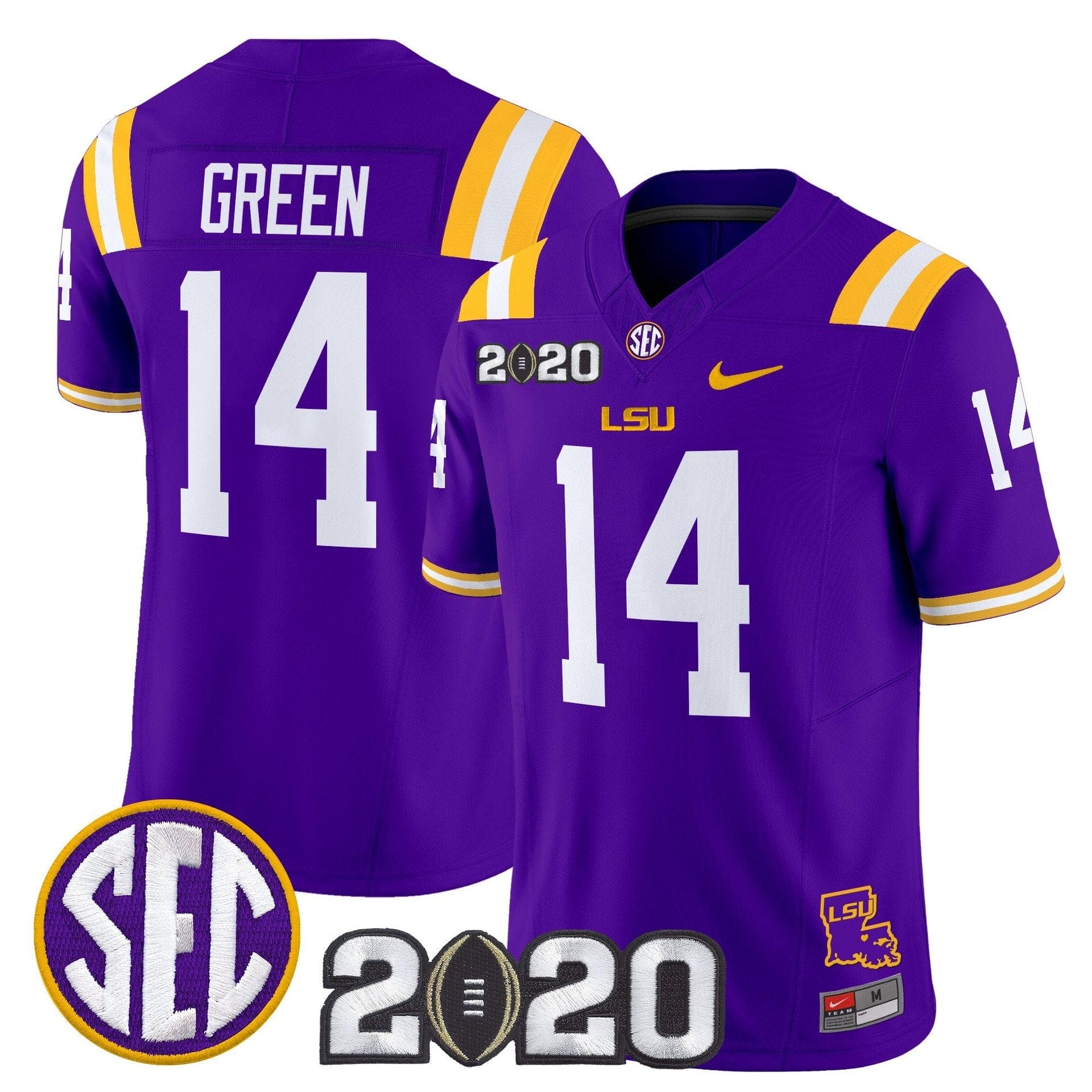 Trey'Dez Green Jersey #14 LSU Tigers 2020 National Champions Stitched 5 Trey'Dez Green Jersey #14 LSU Tigers 2020 National Champions Stitched - Image 5