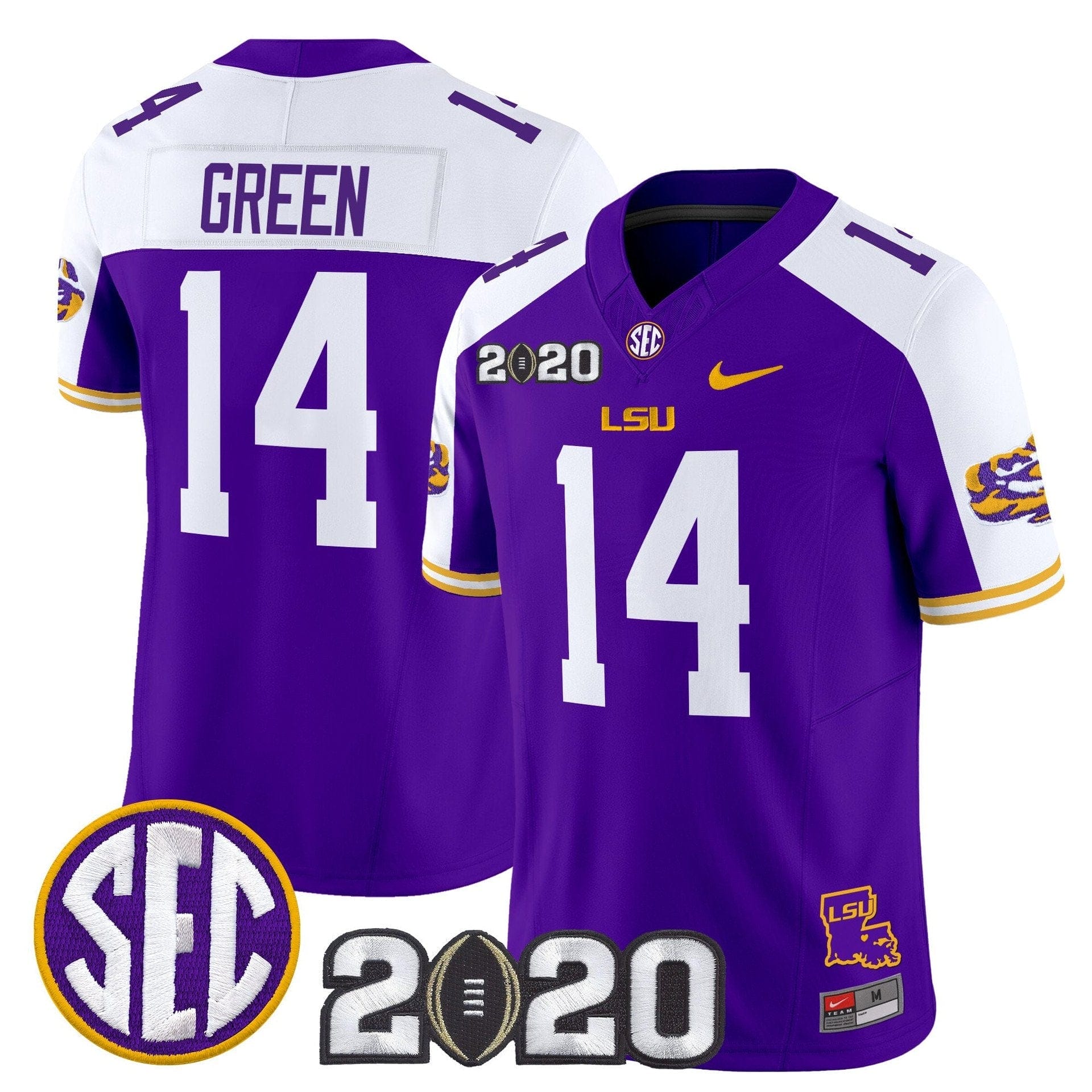 Trey'Dez Green Jersey #14 LSU Tigers 2020 National Champions Stitched 4 Trey'Dez Green Jersey #14 LSU Tigers 2020 National Champions Stitched - Image 4