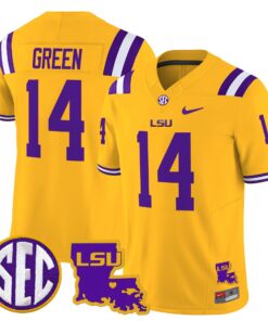 Trey'Dez Green Jersey #14 LSU Tigers 2025 Louisiana Patch Stitched