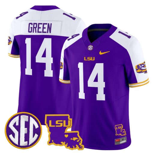 Trey'Dez Green Jersey #14 LSU Tigers 2025 Louisiana Patch Stitched - Image 4