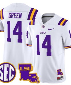 Alternative view of Trey'Dez Green Jersey #14 LSU Tigers 2025 Louisiana Patch Stitched