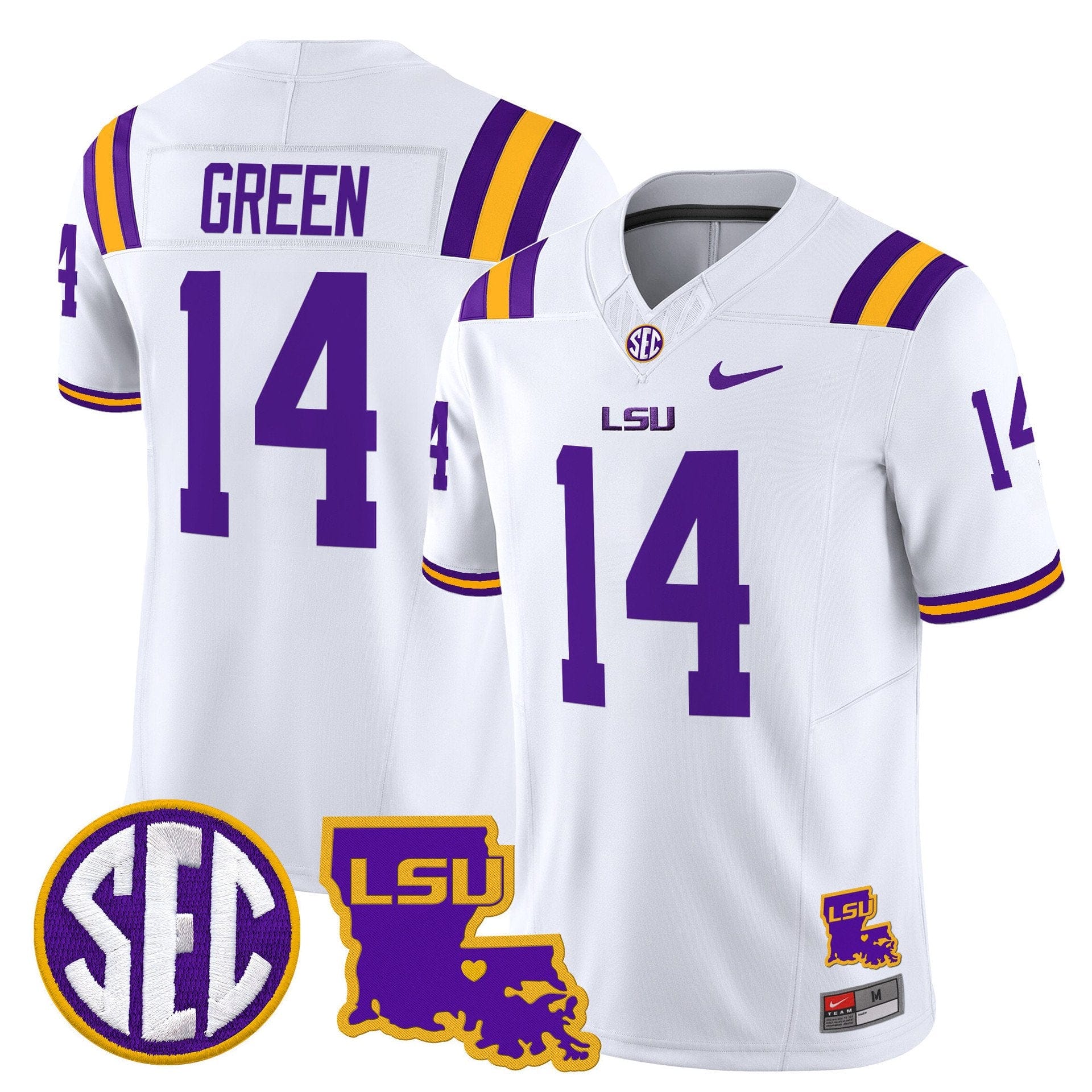 Trey'Dez Green Jersey #14 LSU Tigers 2025 Louisiana Patch Stitched - Image 2
