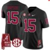 Ty Simpson Jersey 15 Alabama Crimson Throwback Alabama Map Stitched Black