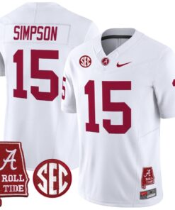 Alternative view of Ty Simpson Jersey #15 Alabama Crimson Throwback Alabama Map Stitched