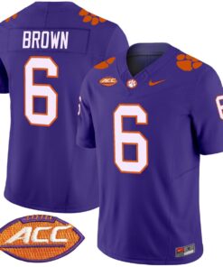 Tyler Brown Jersey 6 Clemson Tigers 2025 Vapor Limited Stitched Purple