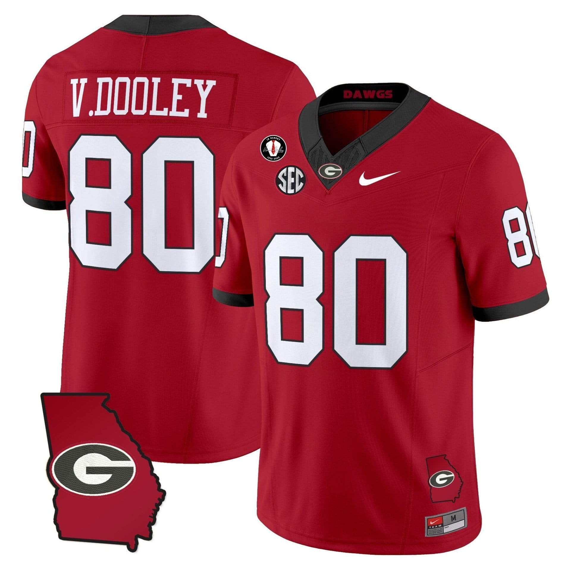 Vince Dooley Jersey #80 Georgia Bulldogs 2025 Georgia Map, Vince Dooley Stitched - Image 4