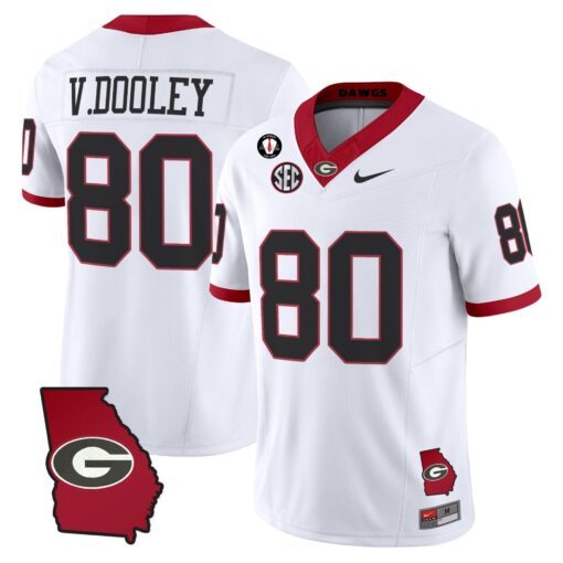 Vince Dooley Jersey #80 Georgia Bulldogs 2025 Georgia Map, Vince Dooley Stitched - Image 2
