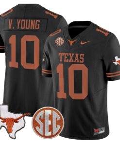 Vince Young Jersey #10 Texas Longhorns 2025 State Map SEC Patch