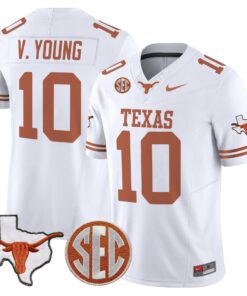Alternative view of Vince Young Jersey #10 Texas Longhorns 2025 State Map SEC Patch