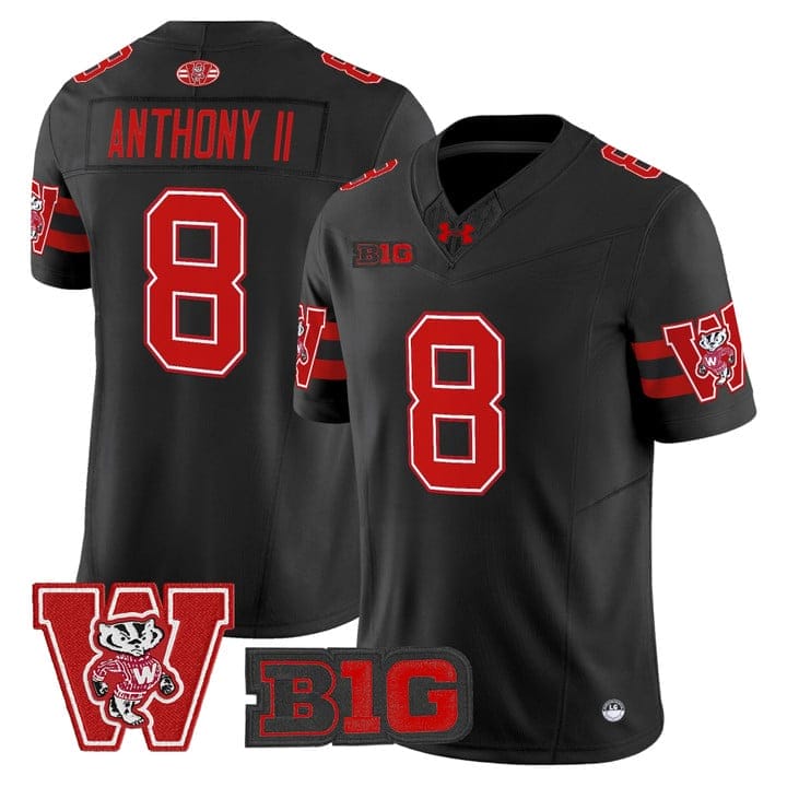 Vinny Anthony II Jersey #8 Wisconsin Badgers Throwback Stitched 1 Vinny Anthony II Jersey #8 Wisconsin Badgers Throwback Stitched