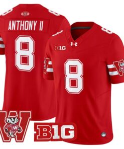 Vinny Anthony II Jersey #8 Wisconsin Badgers Throwback Stitched 9 Vinny Anthony II Jersey 8 Wisconsin Badgers Throwback Stitched Red
