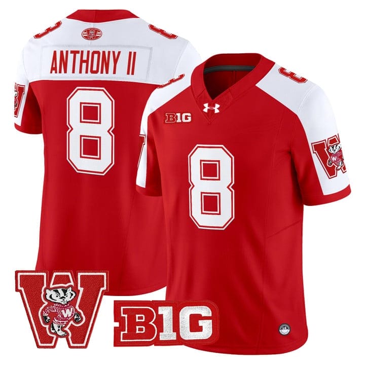 Vinny Anthony II Jersey #8 Wisconsin Badgers Throwback Stitched 4 Vinny Anthony II Jersey #8 Wisconsin Badgers Throwback Stitched - Image 4
